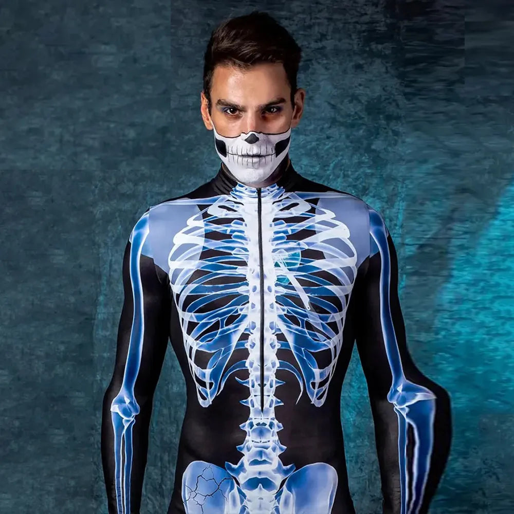 Skelet Ganzlichaamspak met Röntgen Motief – Halloween Kostuum Bodysuit