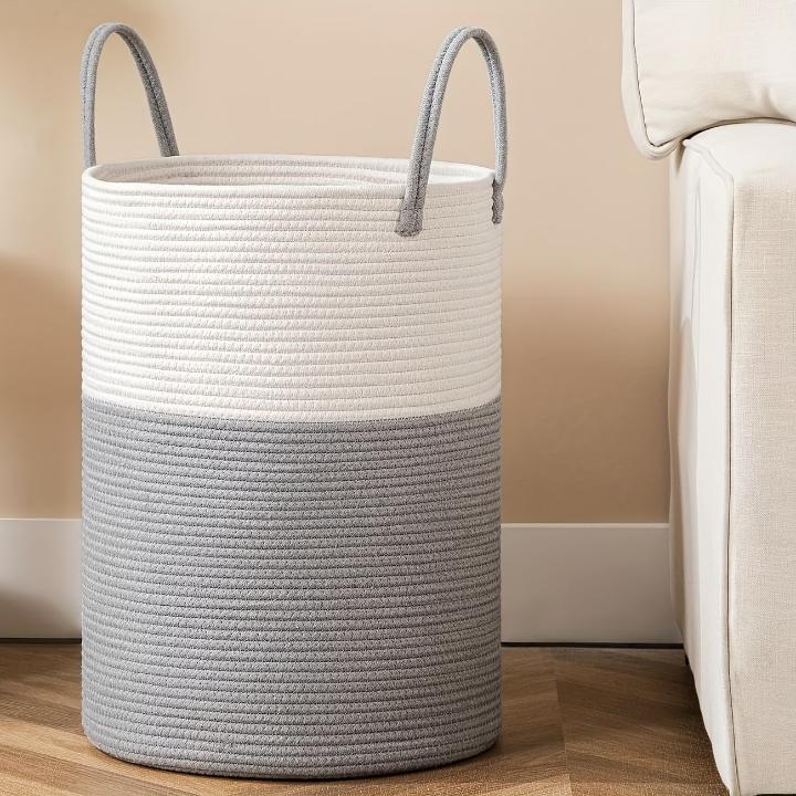 Gevlochten katoenen wasmand 58 liter – opvouwbaar en ruimtebesparend