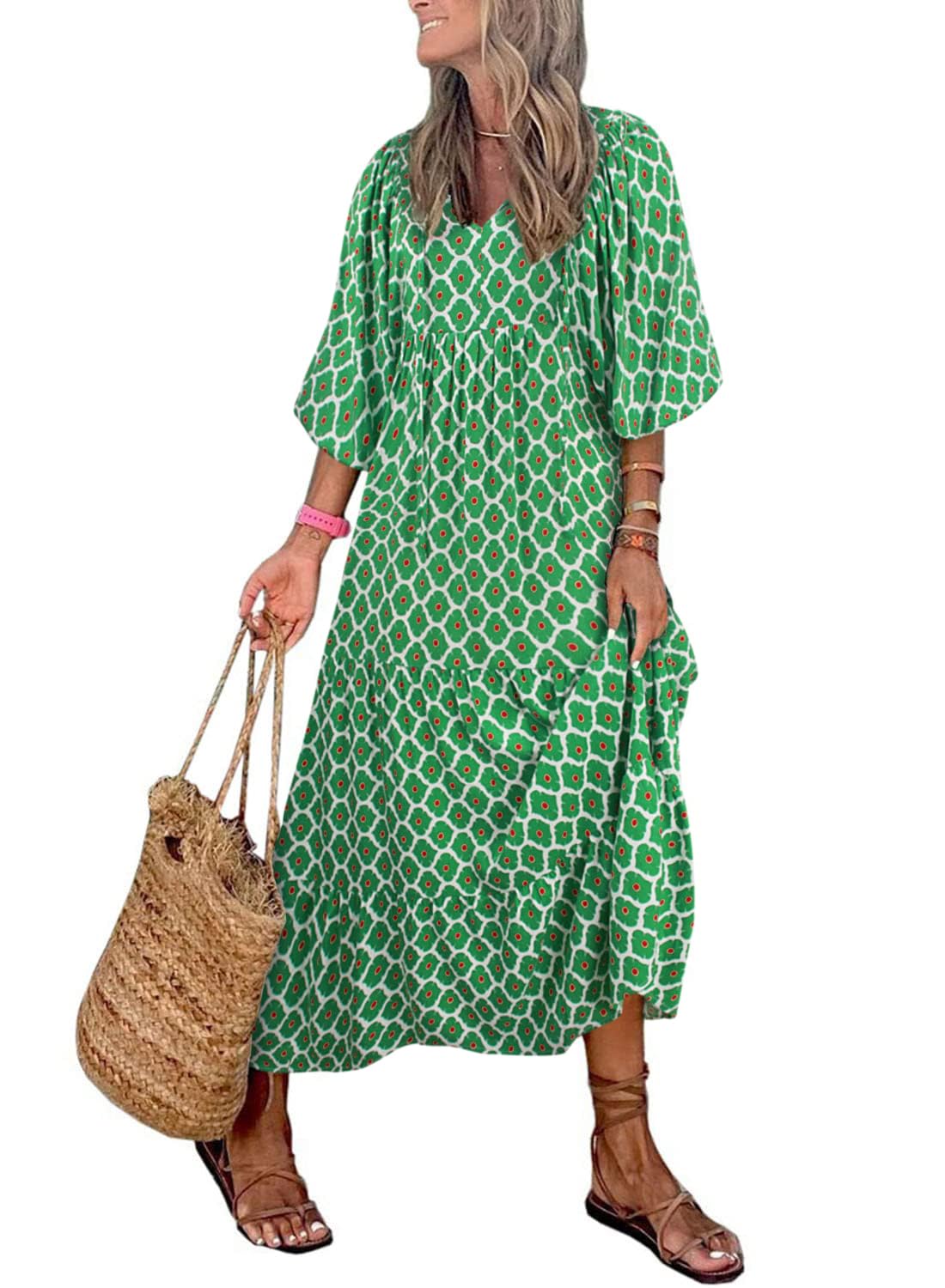 50% Korting | Stella™ – Dames Maxi-jurk met Pofmouwen [Laatste dag korting]