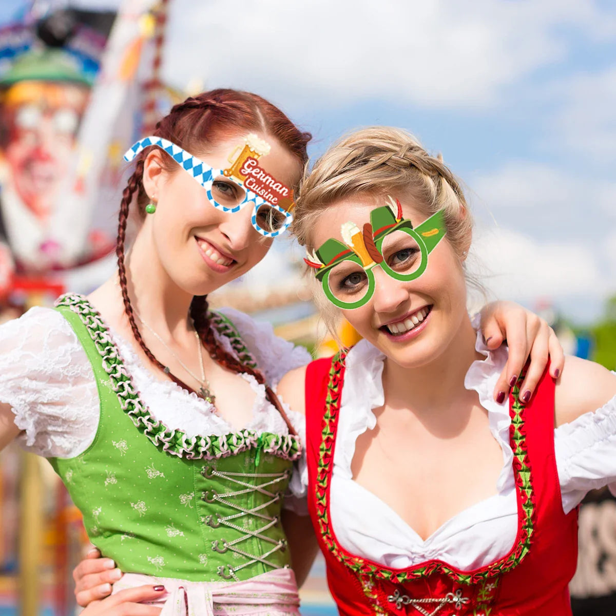 Oktoberfest Fotobrillen Set – 12 kleurrijke papieren fotorequisiten
