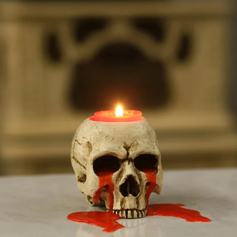 Kaarsenhouder van hars – Schedel decoratie voor Halloween & Gothic