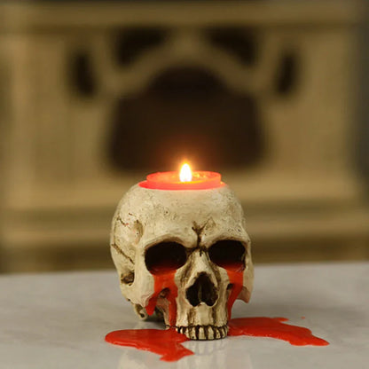 Kaarsenhouder van hars – Schedel decoratie voor Halloween & Gothic