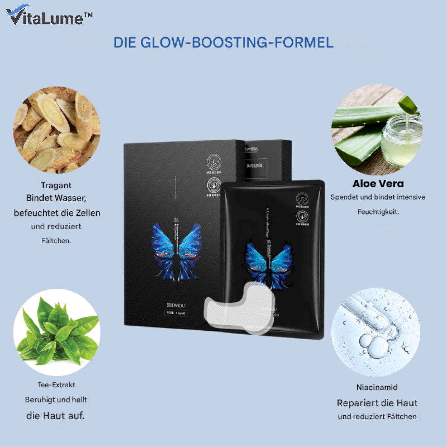 VitaLume™ Rimpelpatches met Hyaluronzuur & Microkristallen – Anti-Aging [1+1 Gratis]