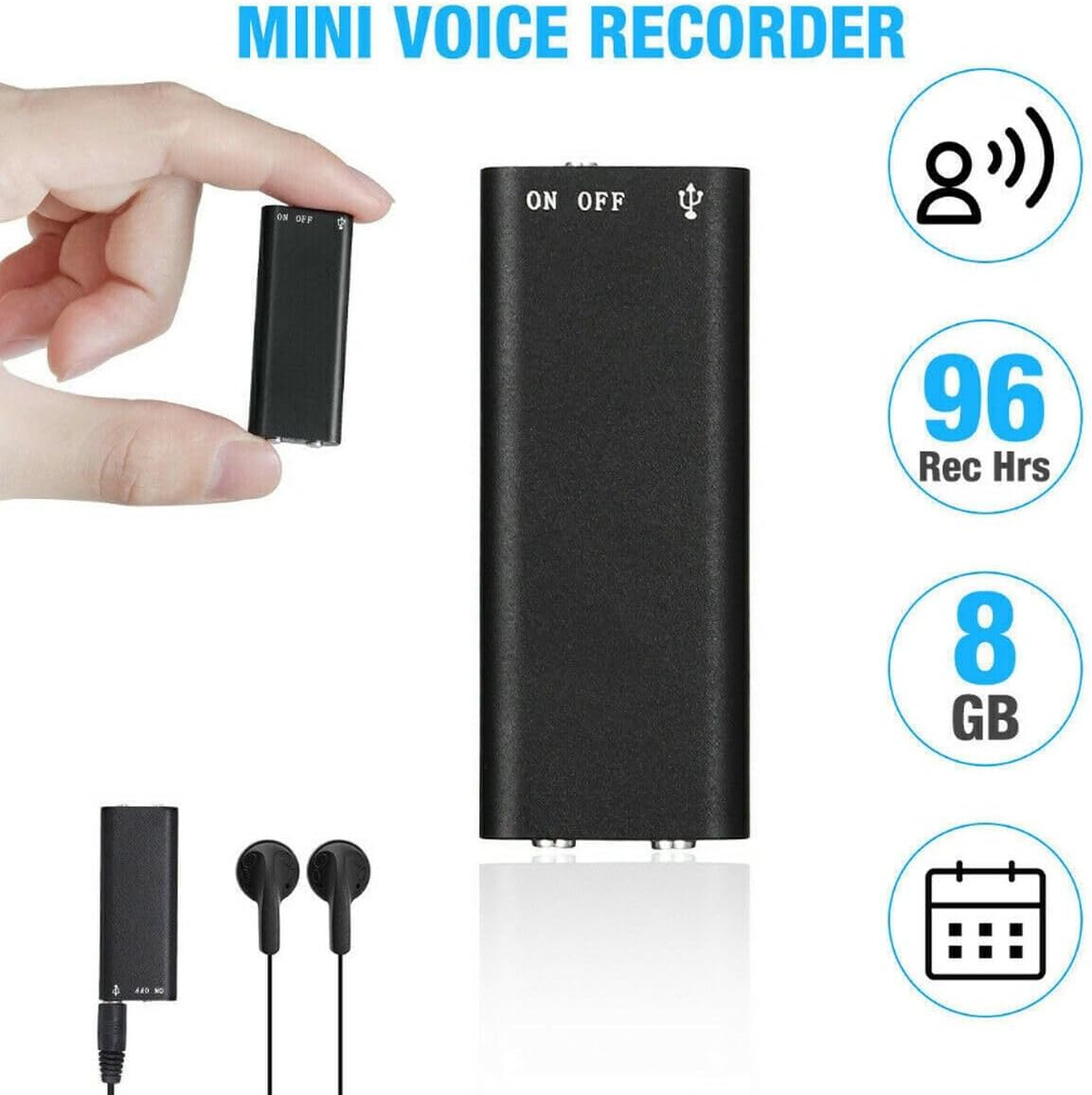 MicroSpy™ – Verborgen Audiorecorder met 96 Uur Continue Opname
