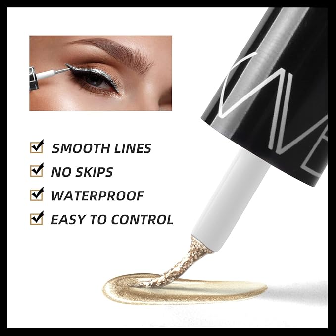 DiamondGlam™ Vloeibare Eyeliner – Waterproof met Parelglans Effect