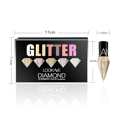 DiamondGlam™ Vloeibare Eyeliner – Waterproof met Parelglans Effect