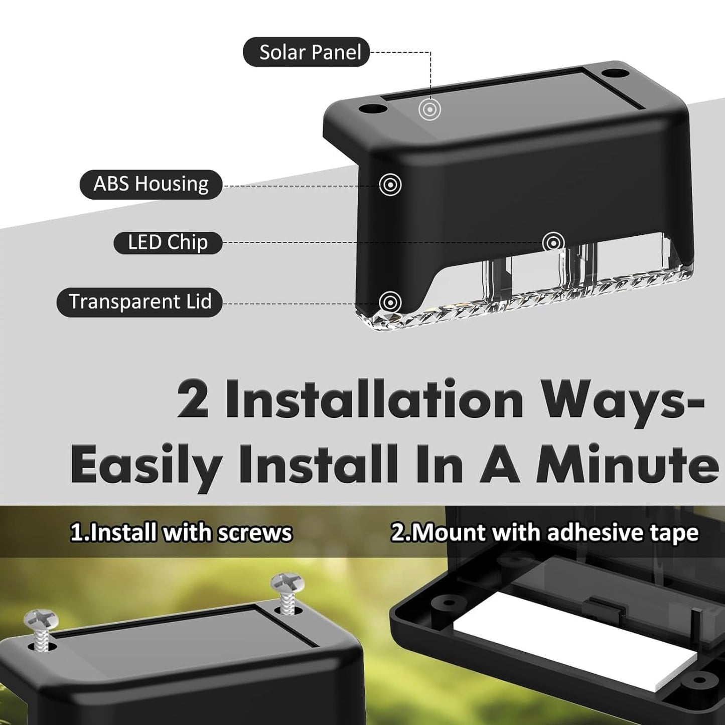 SolarLume™ - Set van 4 solar terraslampen - Weerbestendige buitenverlichting [2 + 2 Gratis]