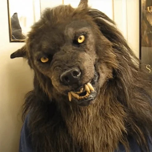 Realistische weerwolfmasker van siliconen en kunstbont voor Halloween