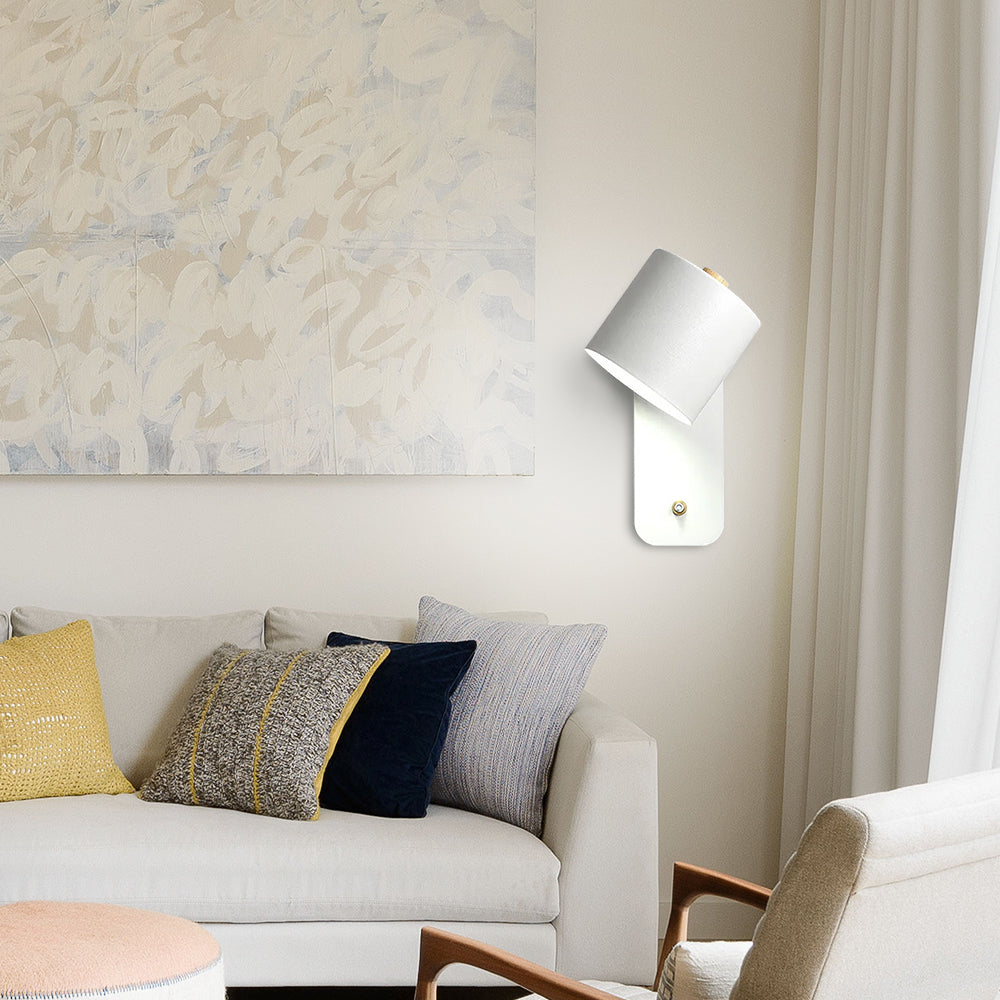 Zwenkbare cilindrische wandlamp met 180° rotatie voor leeslicht