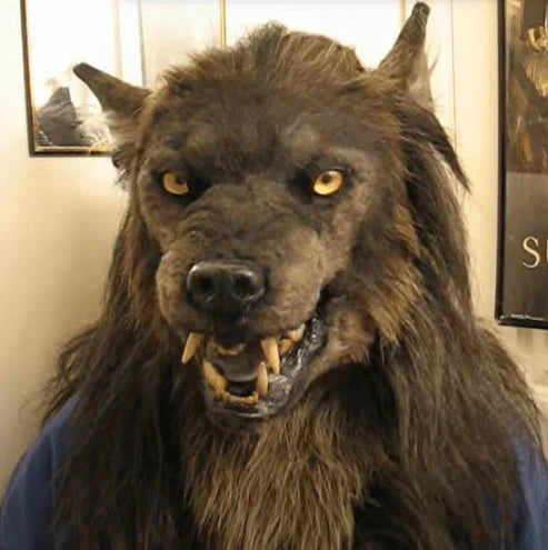 Realistische weerwolfmasker van siliconen en kunstbont voor Halloween