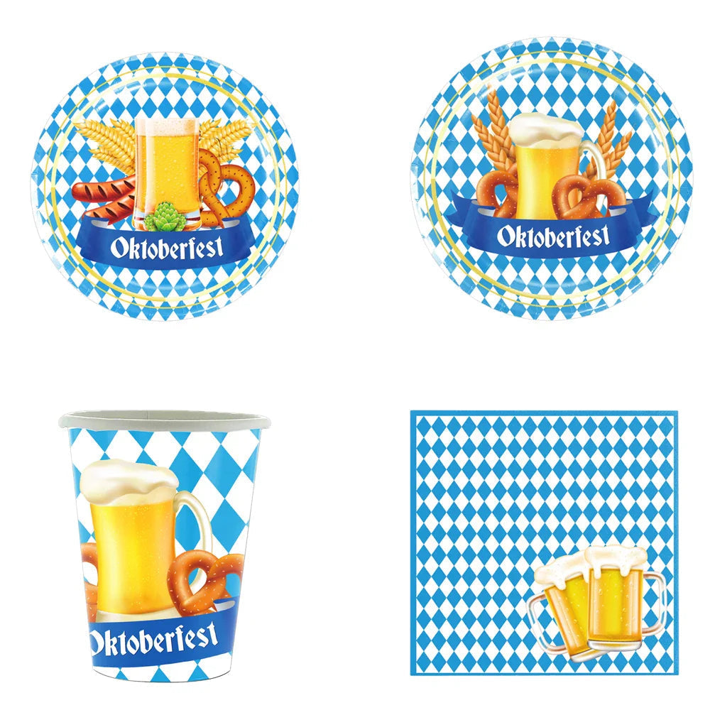 Wegwerp feestservies Oktoberfest-design voor 12 personen