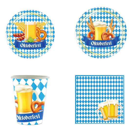 Wegwerp feestservies Oktoberfest-design voor 12 personen