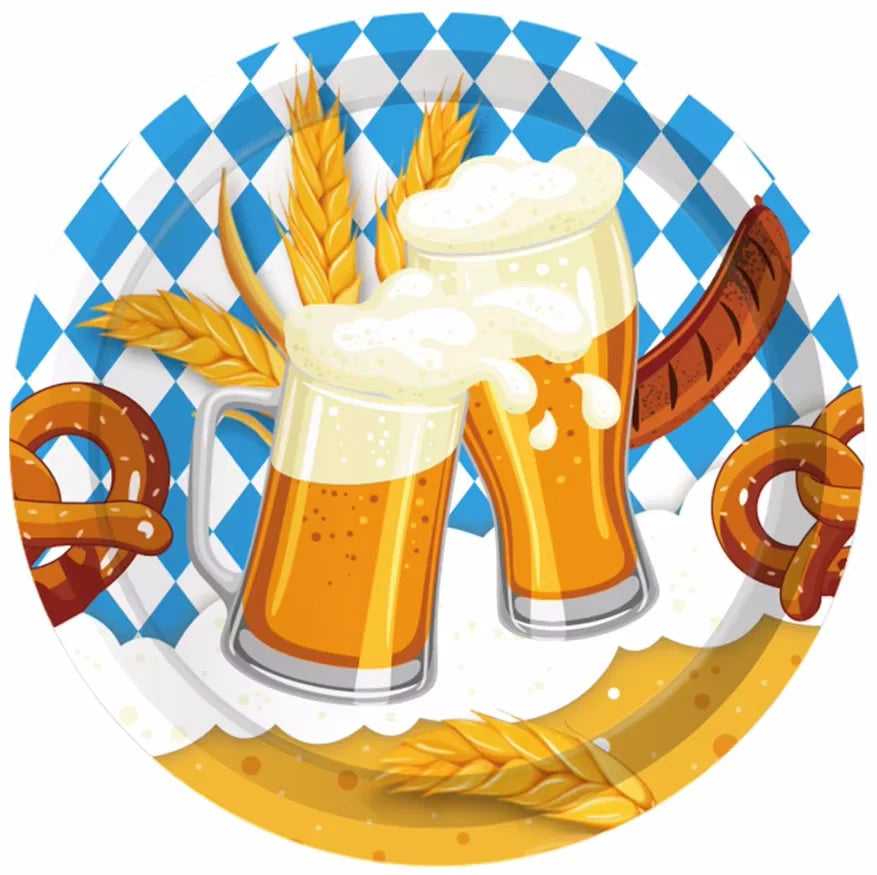 Oktoberfest Wegwerp-Partyservies Set 76-delig blauw-wit