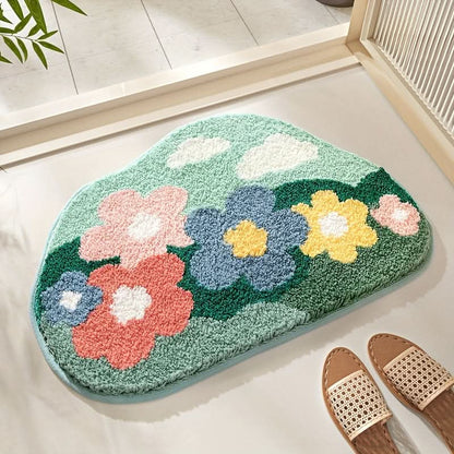 Absorberende badmat met bloemenpatroon – antislip & zacht