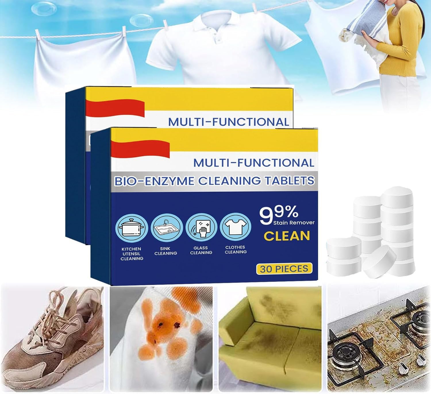 PURIVO™ – Multifunctionele enzymtabletten voor effectieve reiniging en frisheid [1 + 1 Gratis]