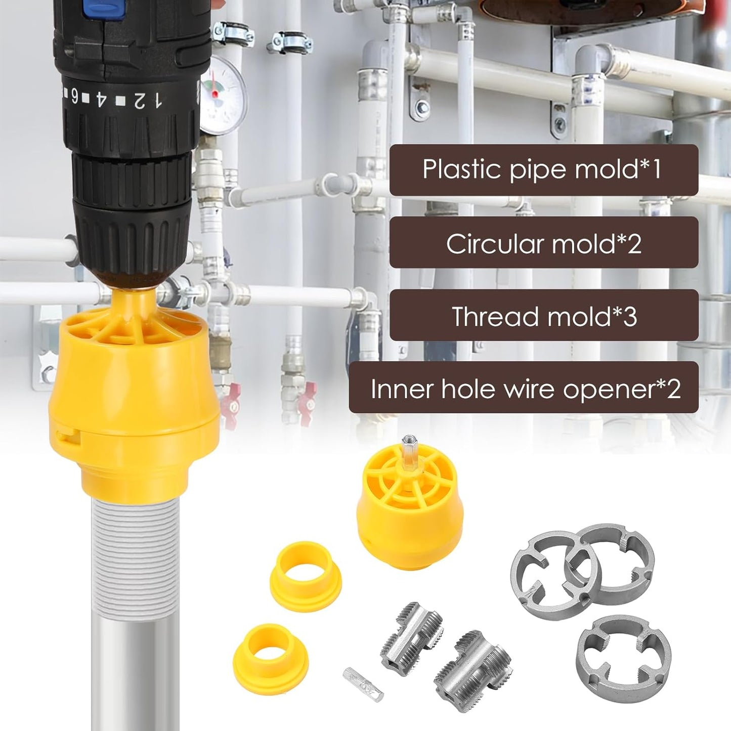 Rotex PVC Schroefdraad Snijder Set – 3 Maten voor Kunststofbuizen