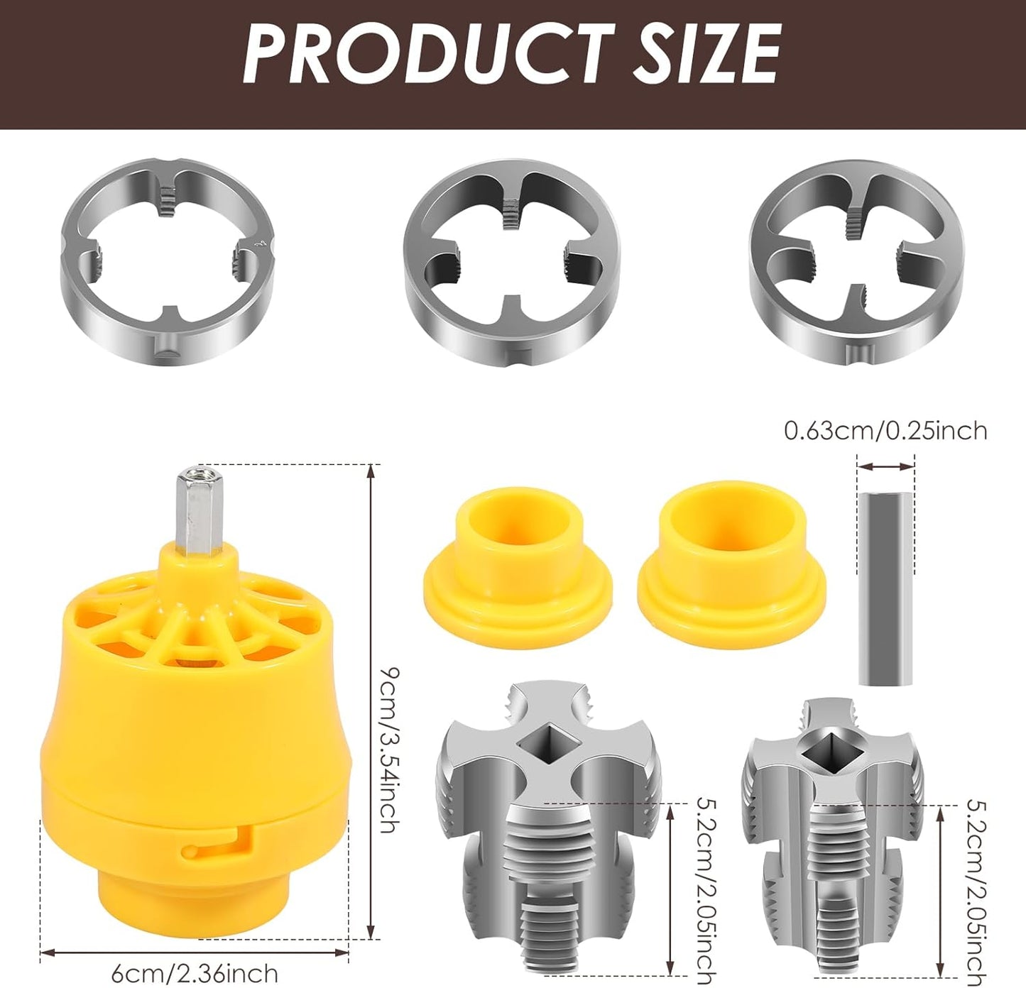 Rotex PVC Schroefdraad Snijder Set – 3 Maten voor Kunststofbuizen