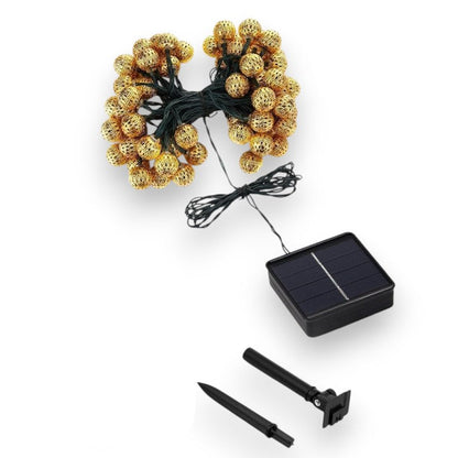 Marokkaanse solar lichtsnoer 12m – 100 LED-ballen warmwit