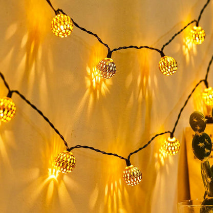 Marokkaanse solar lichtsnoer 12m – 100 LED-ballen warmwit