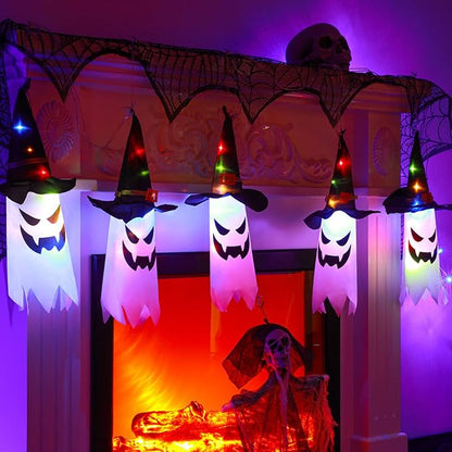 Halloween lichtslinger met geisterlantaarns – 5 LED geesten warmwit
