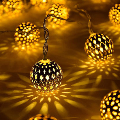 Marokkaanse solar lichtsnoer 12m – 100 LED-ballen warmwit