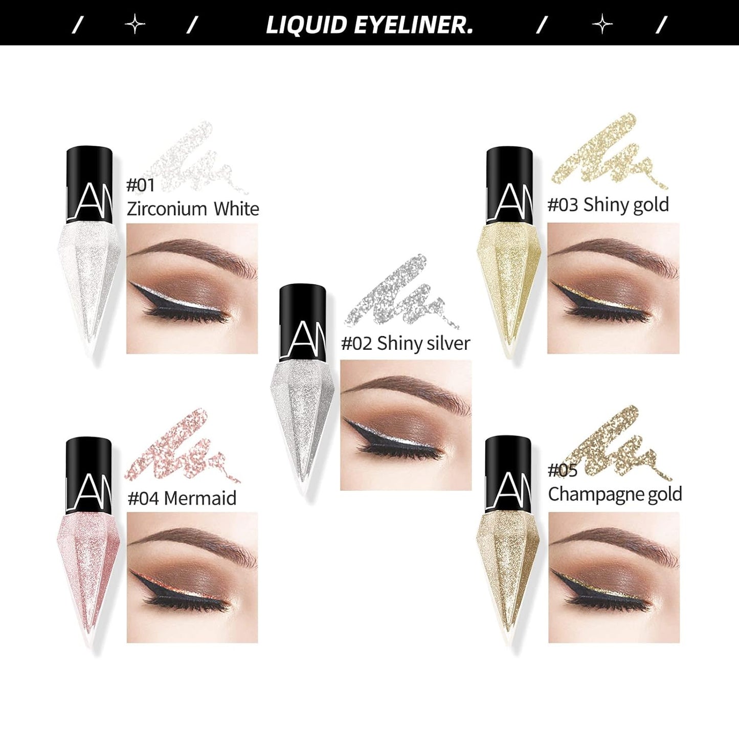 DiamondGlam™ Vloeibare Eyeliner – Waterproof met Parelglans Effect