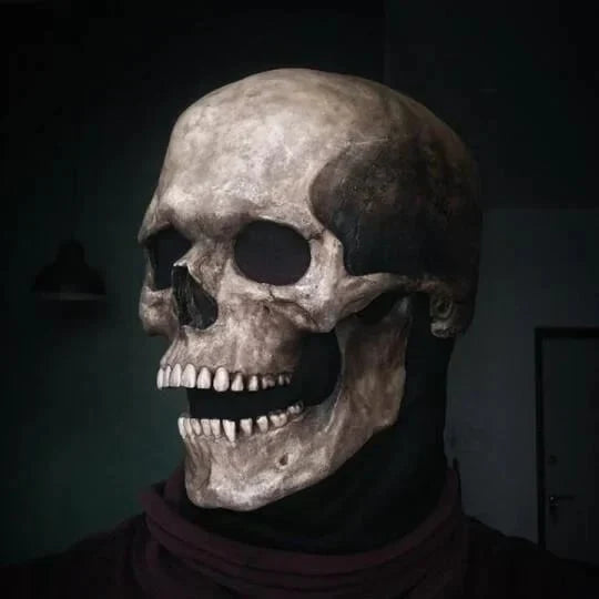 Realistische doodshoofdmasker met bewegende kaak voor Halloween