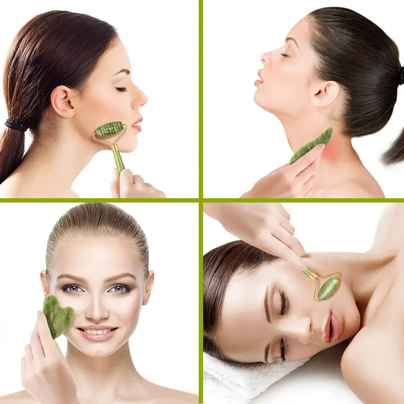RollPro™ - Jade Gua Sha gezichtsroller set (4PCS) [50% Korting]