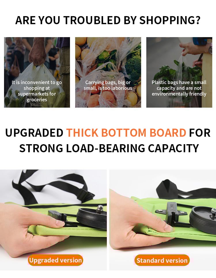 TravelBag™ - 2-in-1 boodschappentrolley / opvouwbare groene tas [50% Korting]