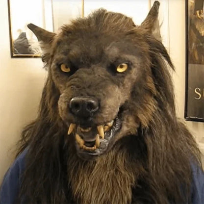 Realistische weerwolfmasker van siliconen en kunstbont voor Halloween