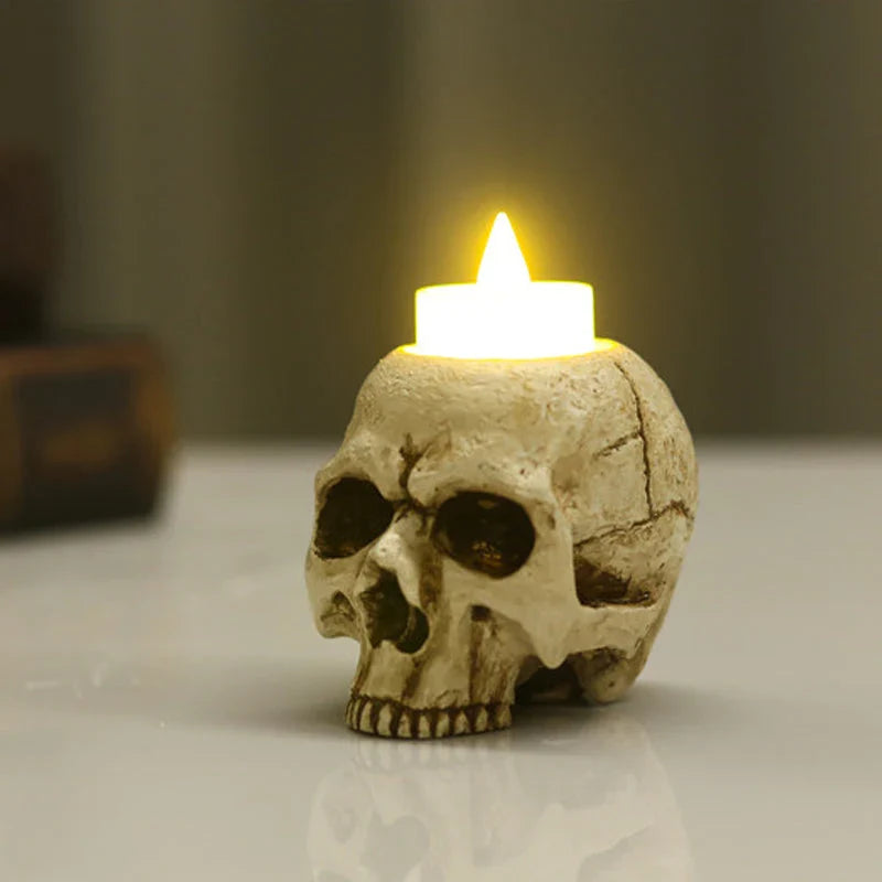 Kaarsenhouder van hars – Schedel decoratie voor Halloween & Gothic