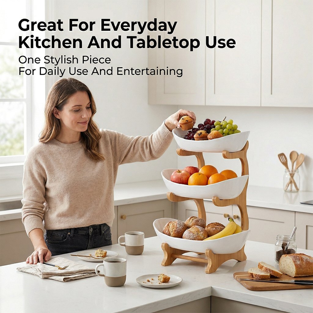 FruitElegant – Stijlvolle 3-laags fruitmand voor een opgeruimde keuken [50% korting]