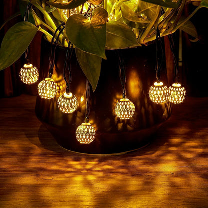 Marokkaanse solar lichtsnoer 12m – 100 LED-ballen warmwit