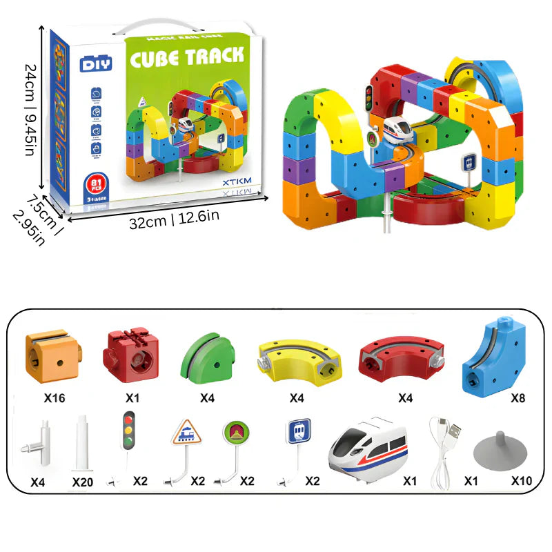 CubeTrack™ – Magnetische DIY-spoorbaan | Educatief Speelgoed Vanaf 3 Jaar