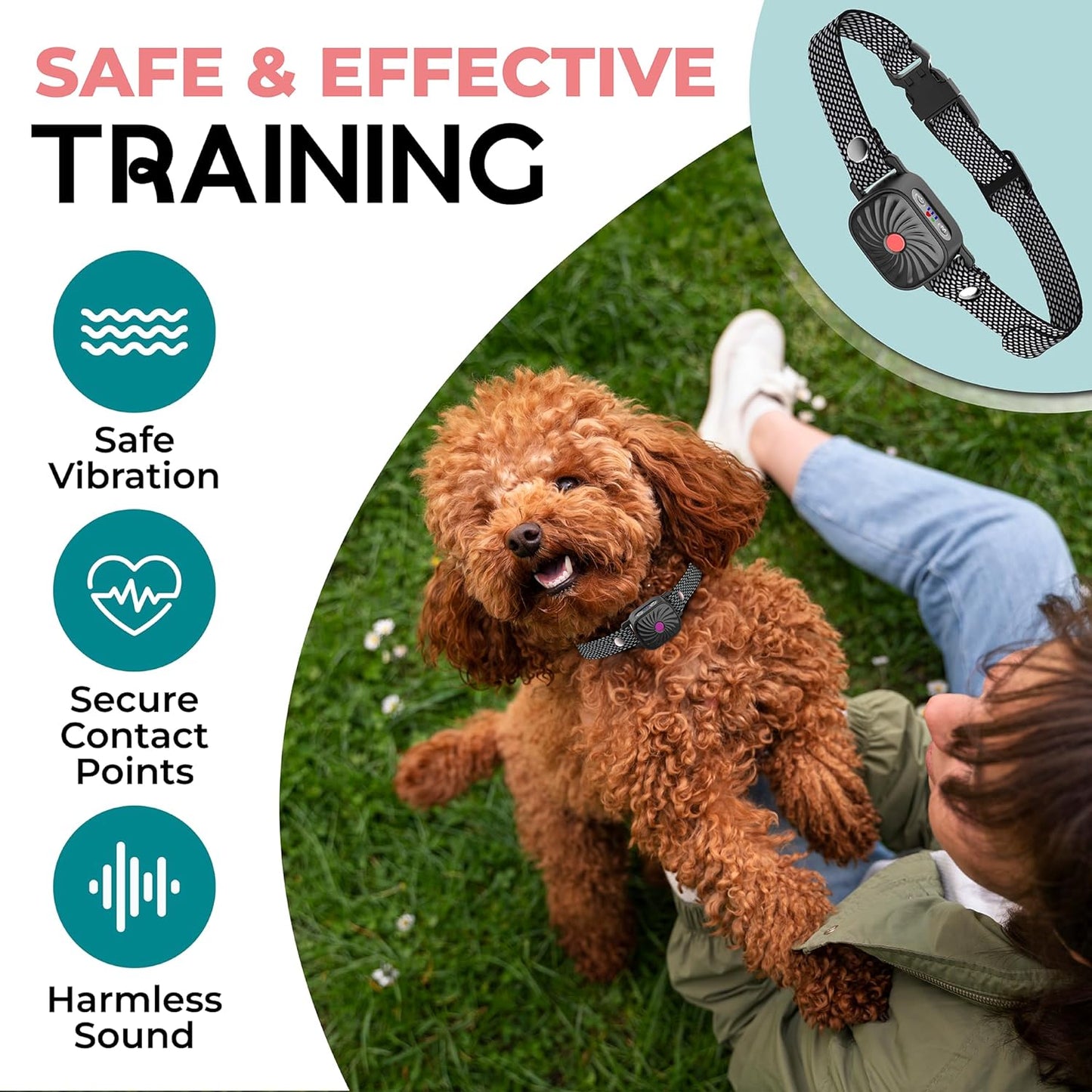 Antiblafhalsband voor kleine honden met geluid en vibratie
