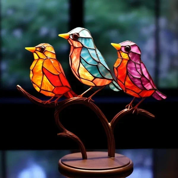 Vogelsculptuur van gekleurd glas – elegante decoratie handgemaakt