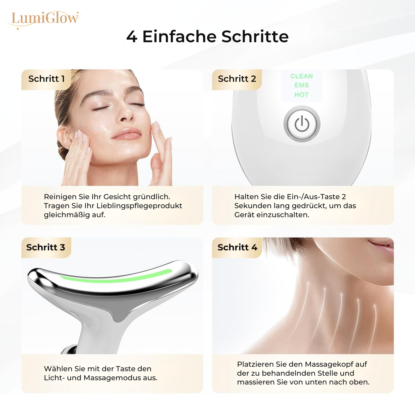 LumiGlow – EMS Anti-Rimpel Apparaat met LED-lichttherapie & Warmtefunctie