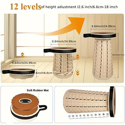 FoldAway™ – Opvouwbare Kruk met 12 Hoogtestanden & Gevoerde Zitting