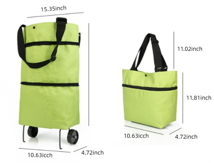 TravelBag™ - 2-in-1 boodschappentrolley / opvouwbare groene tas [50% Korting]
