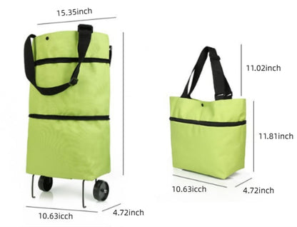 TravelBag™ - 2-in-1 boodschappentrolley / opvouwbare groene tas [50% Korting]