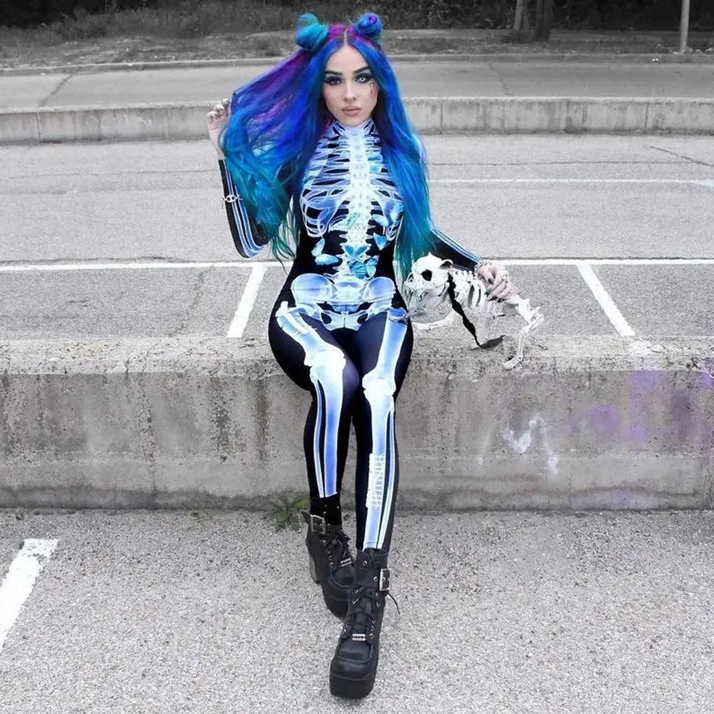 Skelet Ganzlichaamspak met Röntgen Motief – Halloween Kostuum Bodysuit