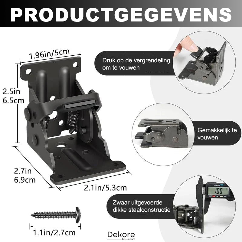 FoldClip™ - Opvouwbare heavy-duty hoekbeugels met vergrendelingsmechanisme [1 + 1 Gratis]