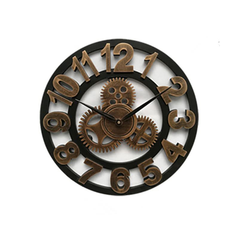 Retro industrie-wandklok met tandwieldesign van MDF-hout