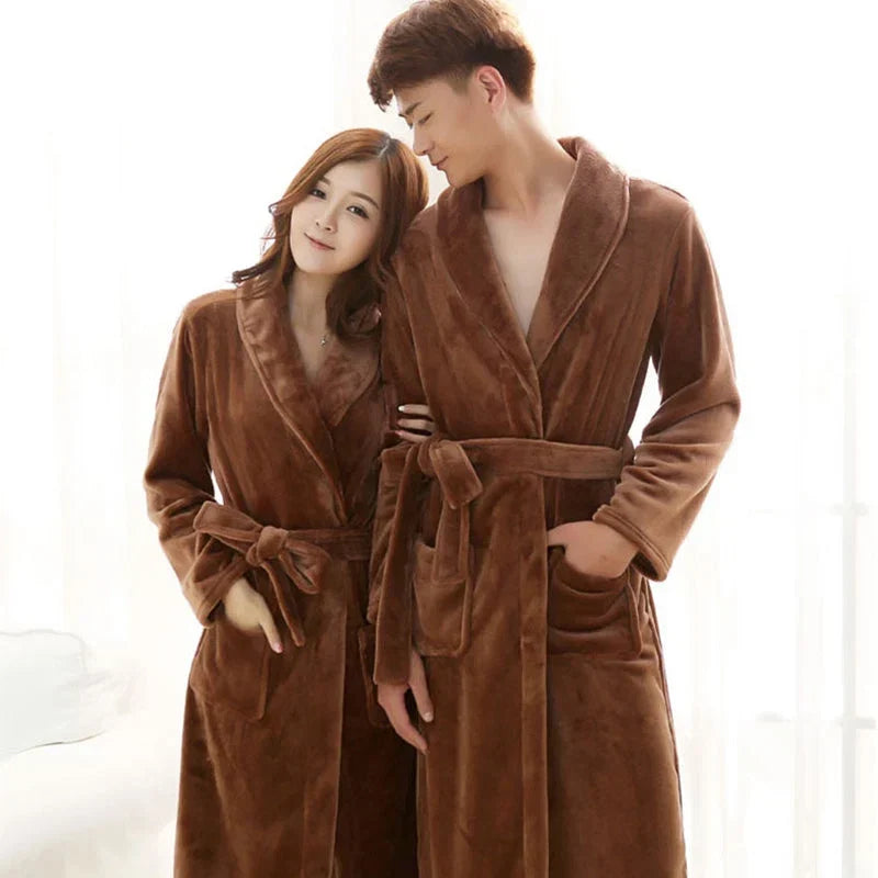 Unisex badjas van fleece en flanel – warm en ademend
