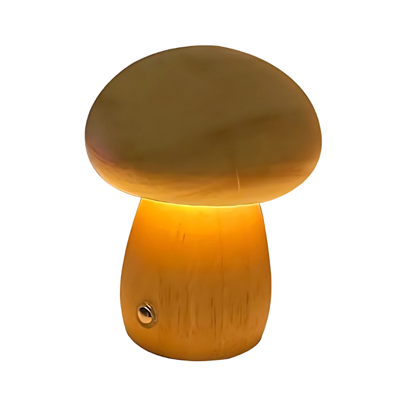 Paddenstoel nachtlampje van hout – dimbaar en USB-oplaadbaar