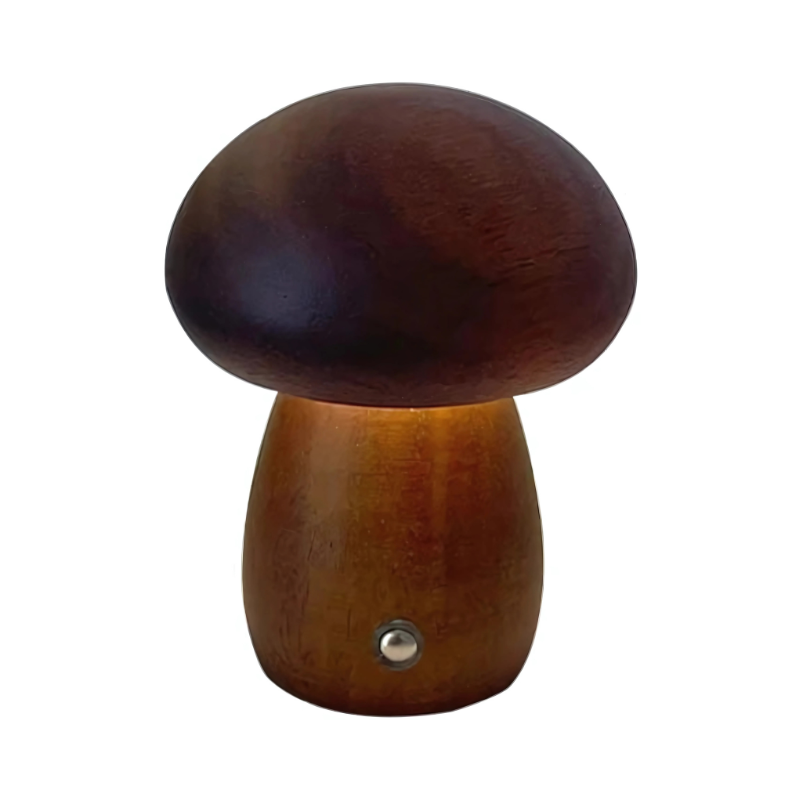 Paddenstoel nachtlampje van hout – dimbaar en USB-oplaadbaar