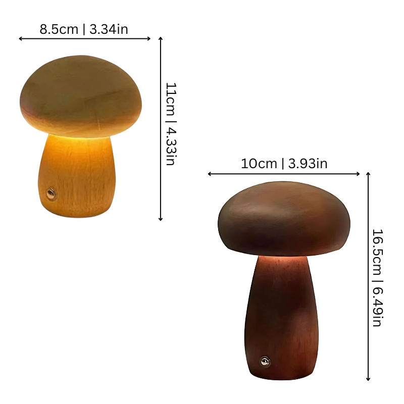 Paddenstoel nachtlampje van hout – dimbaar en USB-oplaadbaar
