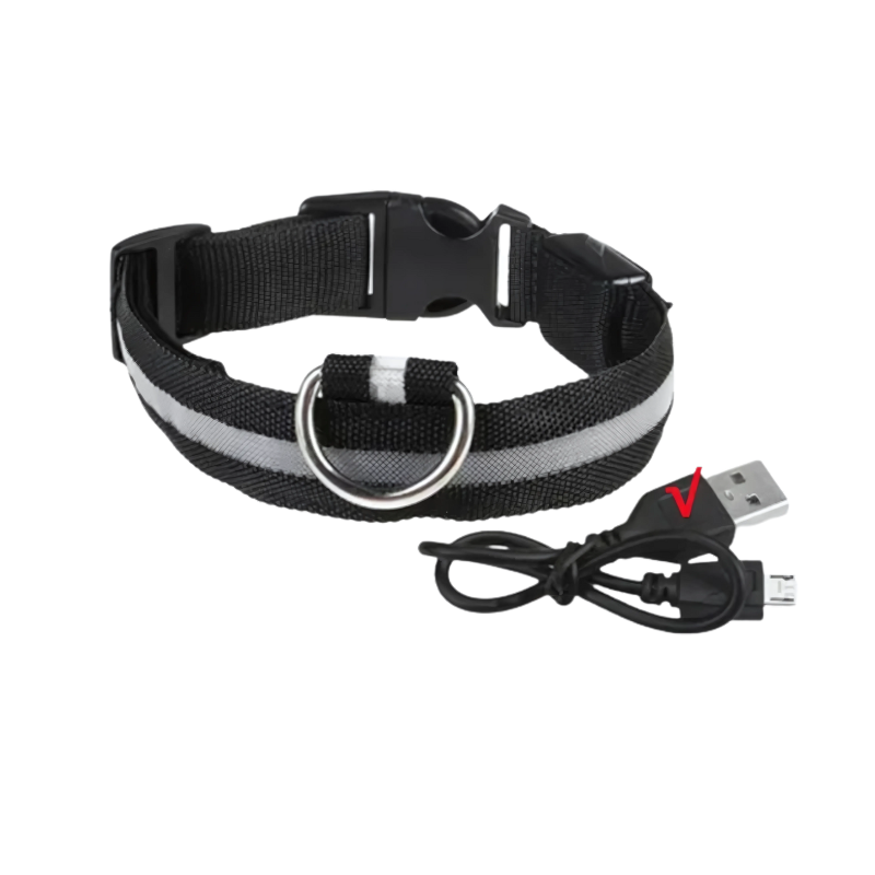 GlowPaw™ – Oplaadbare LED-hondenhalsband voor veilige avondwandelingen