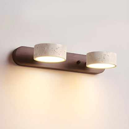 LED Wandlamp van Travertijn met Hout – Architectonisch Design