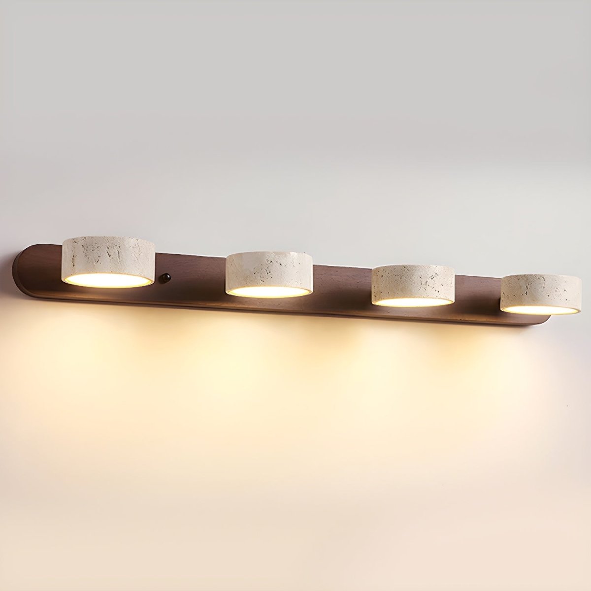 LED Wandlamp van Travertijn met Hout – Architectonisch Design